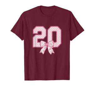 20th Birthday Shirt Women Coquette Bow 20 Year Old Birthday T-Shirt