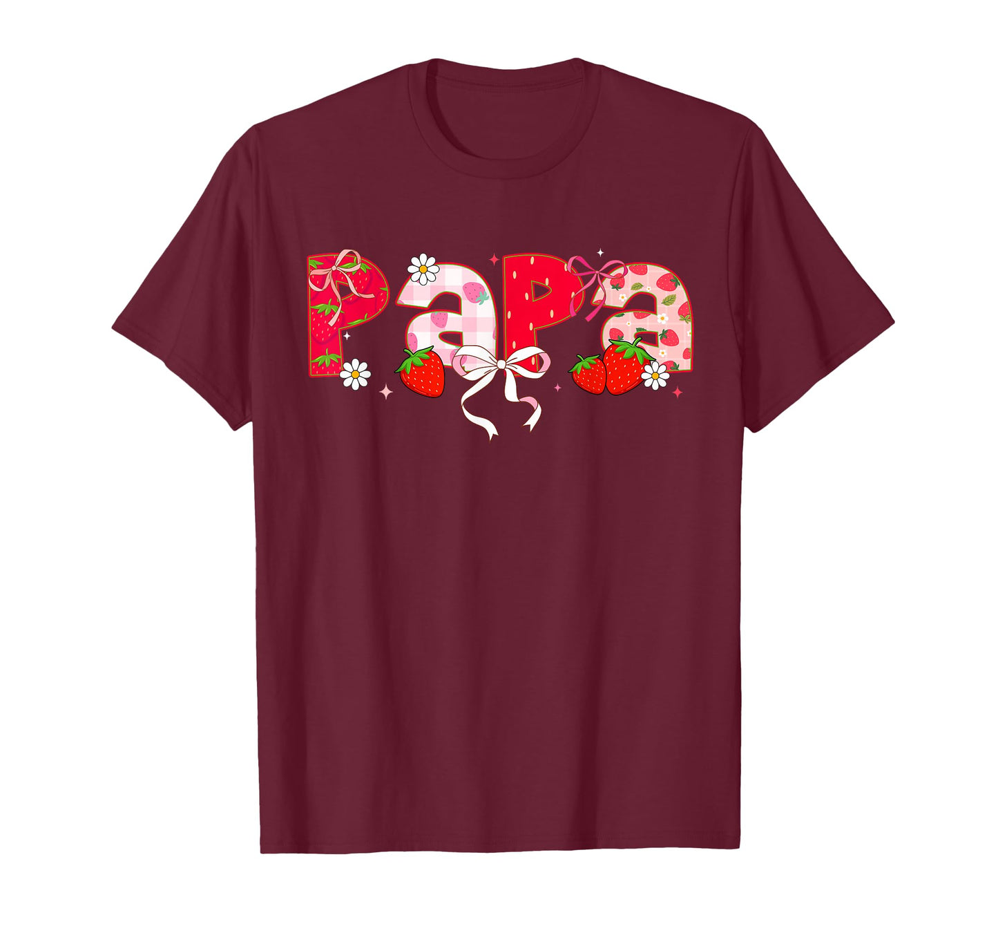 Strawberry papa Coquette Bow First Birthday T-Shirt