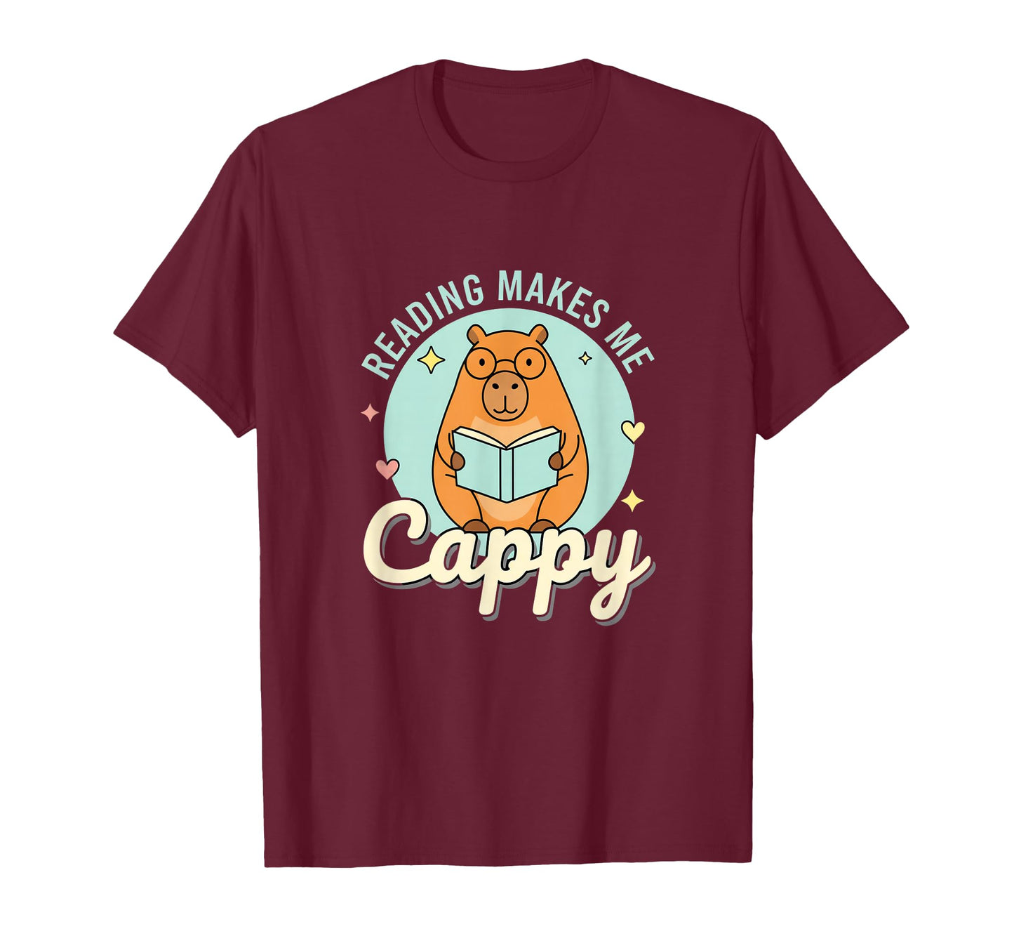 Reading Makes Me Cappy Bookworm Funny Capybara Book Reading T-Shirt