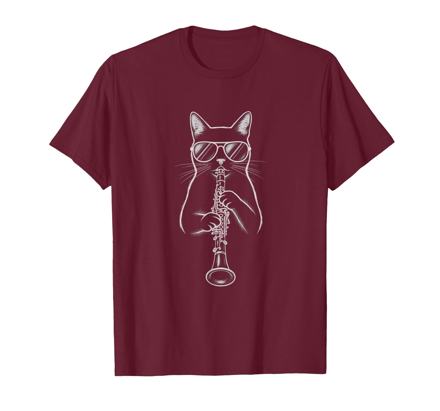 Cat Playing Clarinet Art Design T-Shirt
