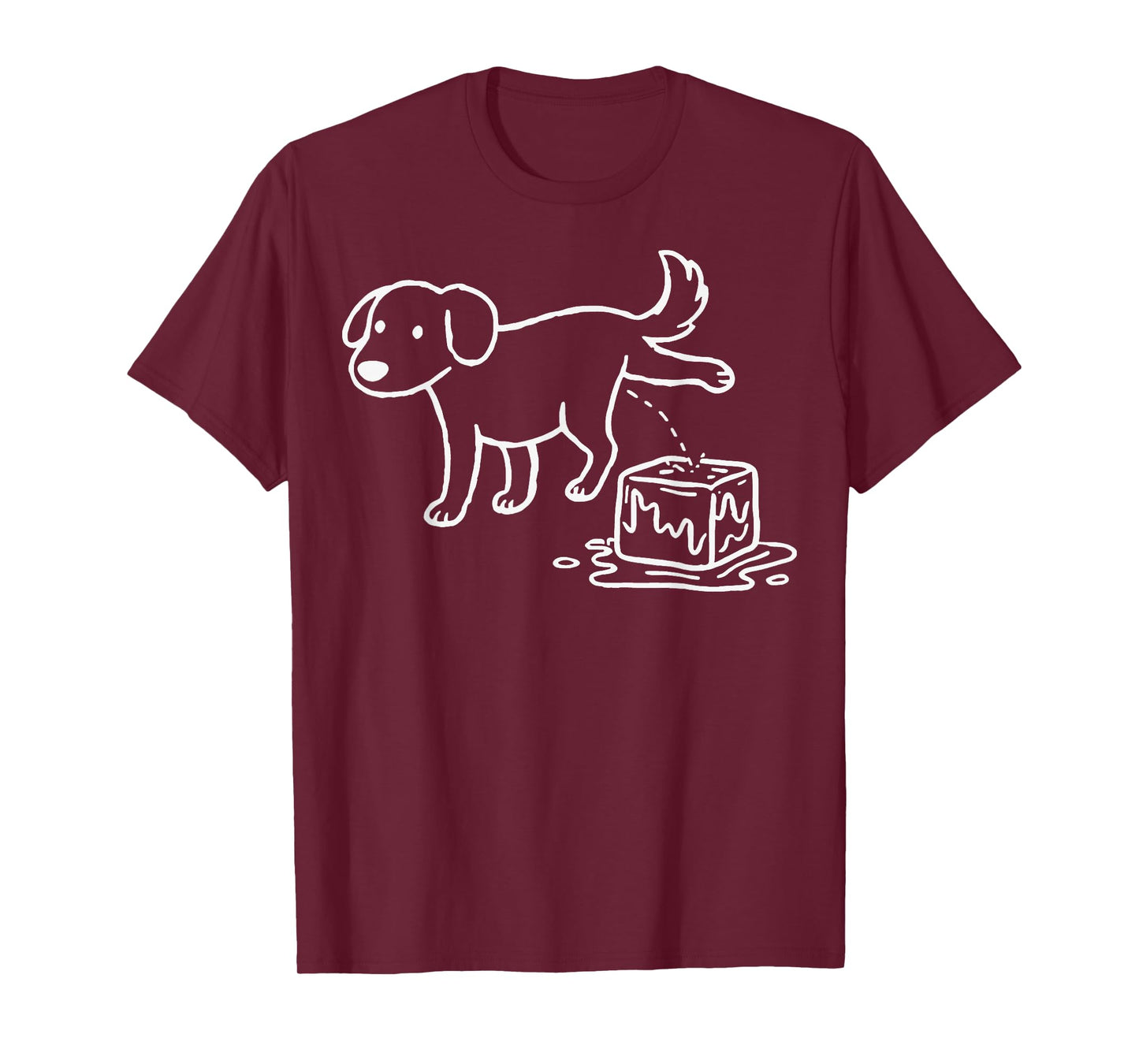 Funny Peeing Dog on Ice Cubes T-Shirt