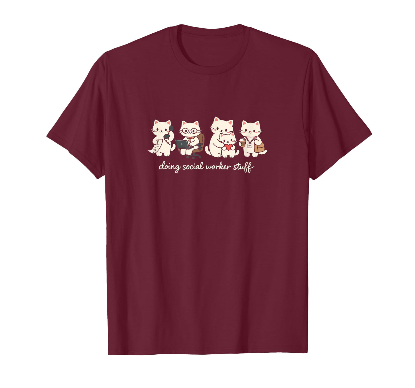 Cute Cat Doing Social Worker Stuff Mental Health Worker T-Shirt