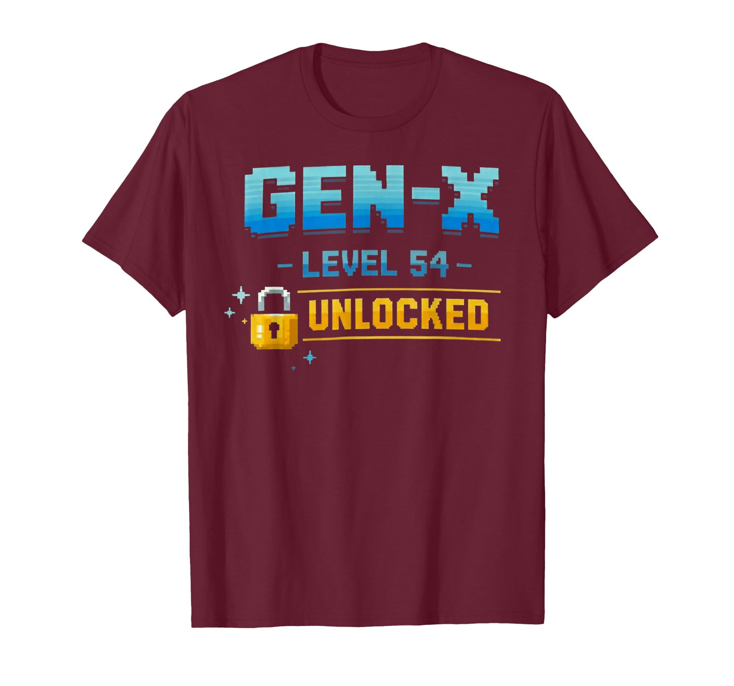 Gen X, Level 54 Unlocked Retro Gamer Vintage Birthday T-Shirt