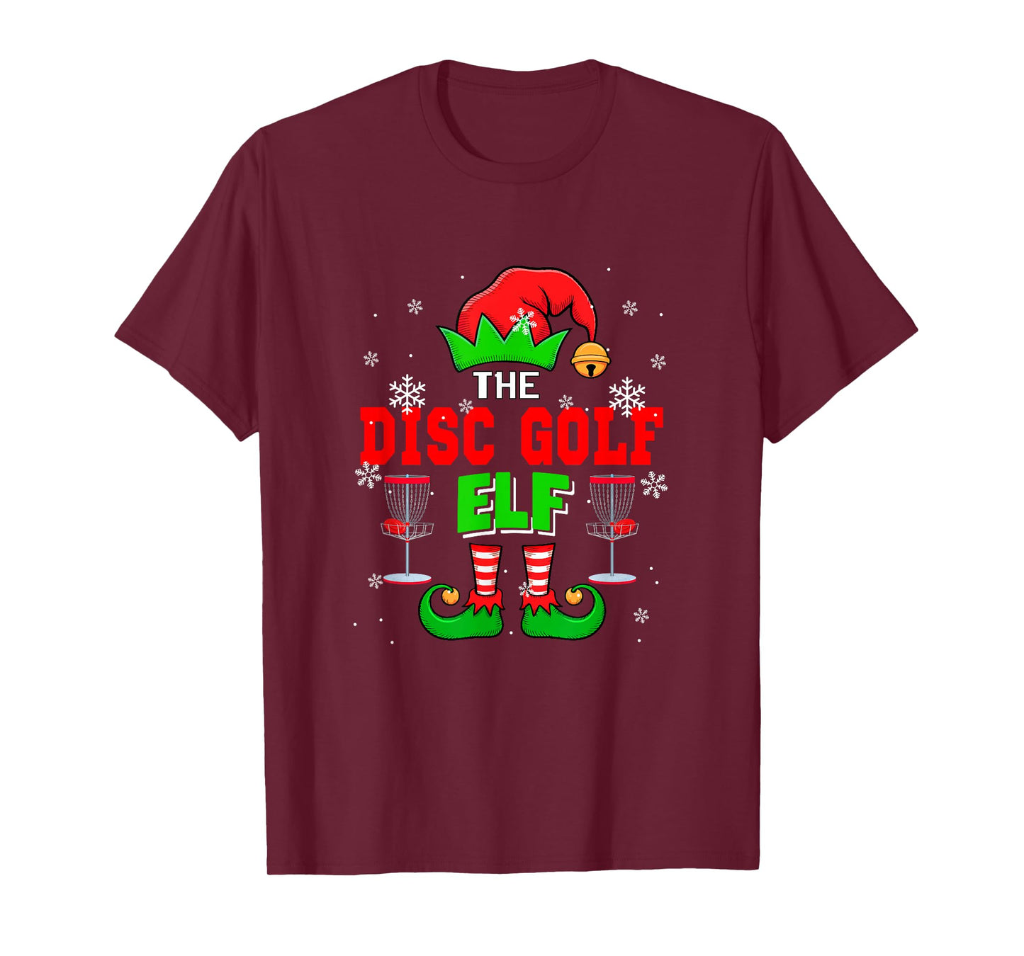The Disc Golf Christmas Elf Hat Shoes Matching Player Team T-Shirt