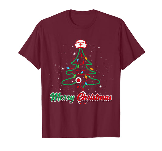 Nurse Christmas Tree Shirt Stethoscope Nursing NICU RN LPN T-Shirt