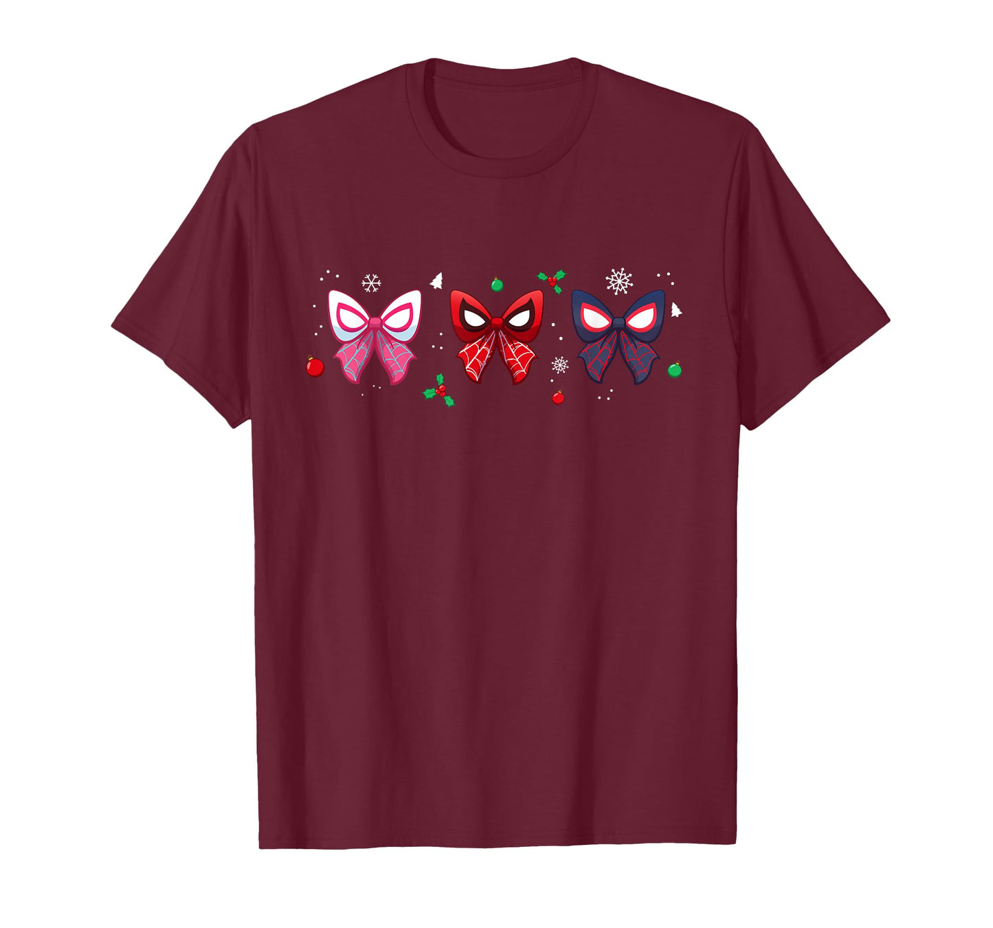 Marvel Spider-Man Trio Christmas Coquette Cute Holiday Bows T-Shirt