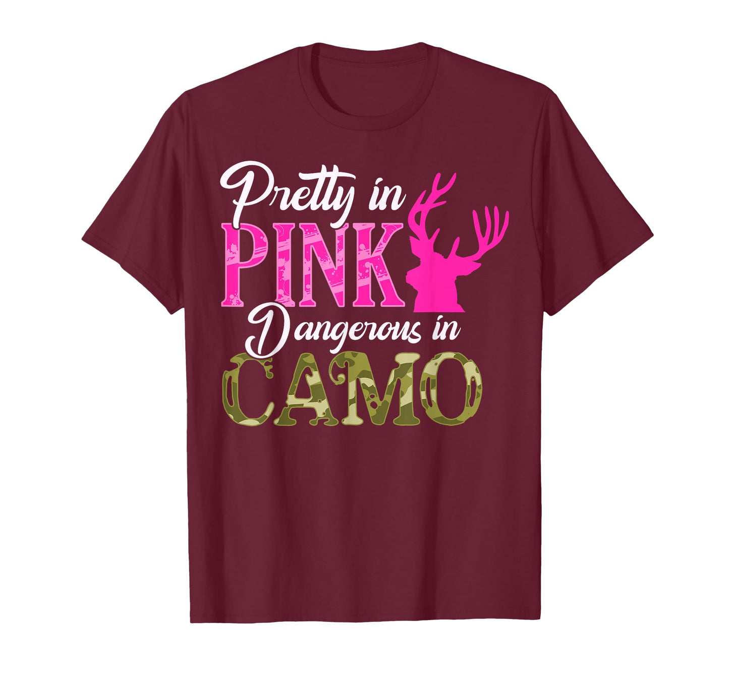 Pretty Pink and Dangerous in Camo Hunter Girl for Women Kids T-Shirt