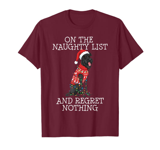 Funny Christmas Giant Schnauzer Naughty List T-Shirt