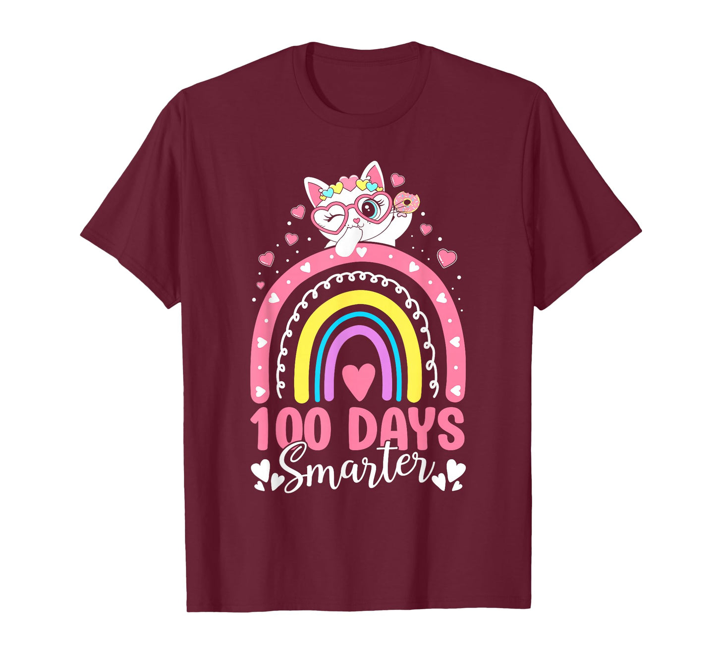 100 Days of School Kids Kitten Cat 100th Day of School Girls T-Shirt