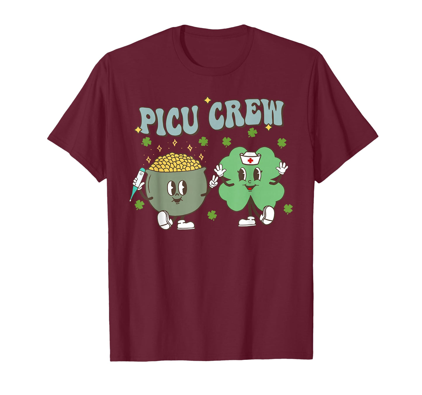 PICU Crew Shamrock St Patricks Day Pediatric ICU Nurse RN T-Shirt
