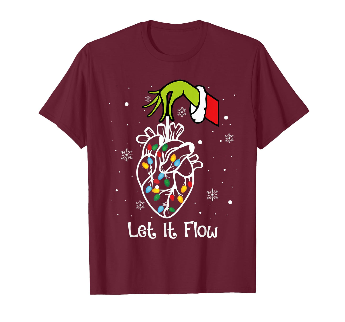 Funny Let It Flow Anatomy Heart Cardiac Nurse Santa Hat Xmas T-Shirt
