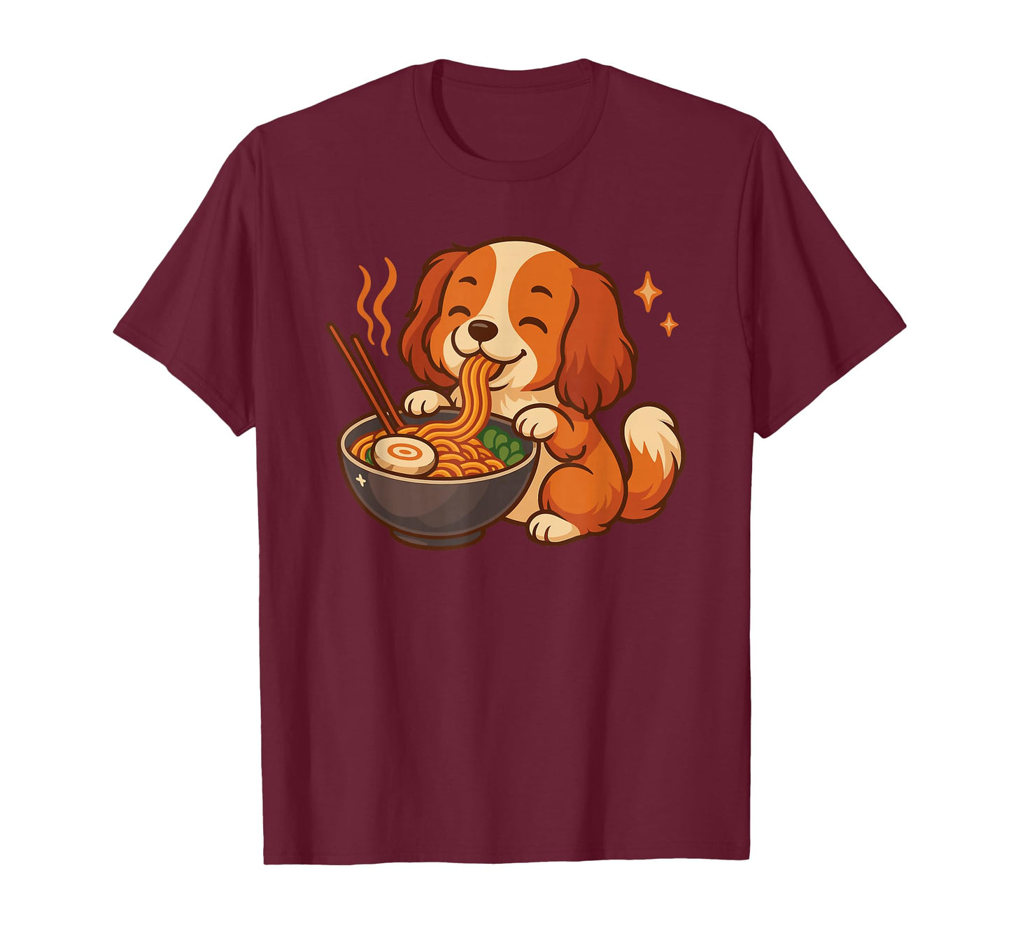 Cavalier Charles King Spaniel with Ramen Noodles Kawaii Dog T-Shirt