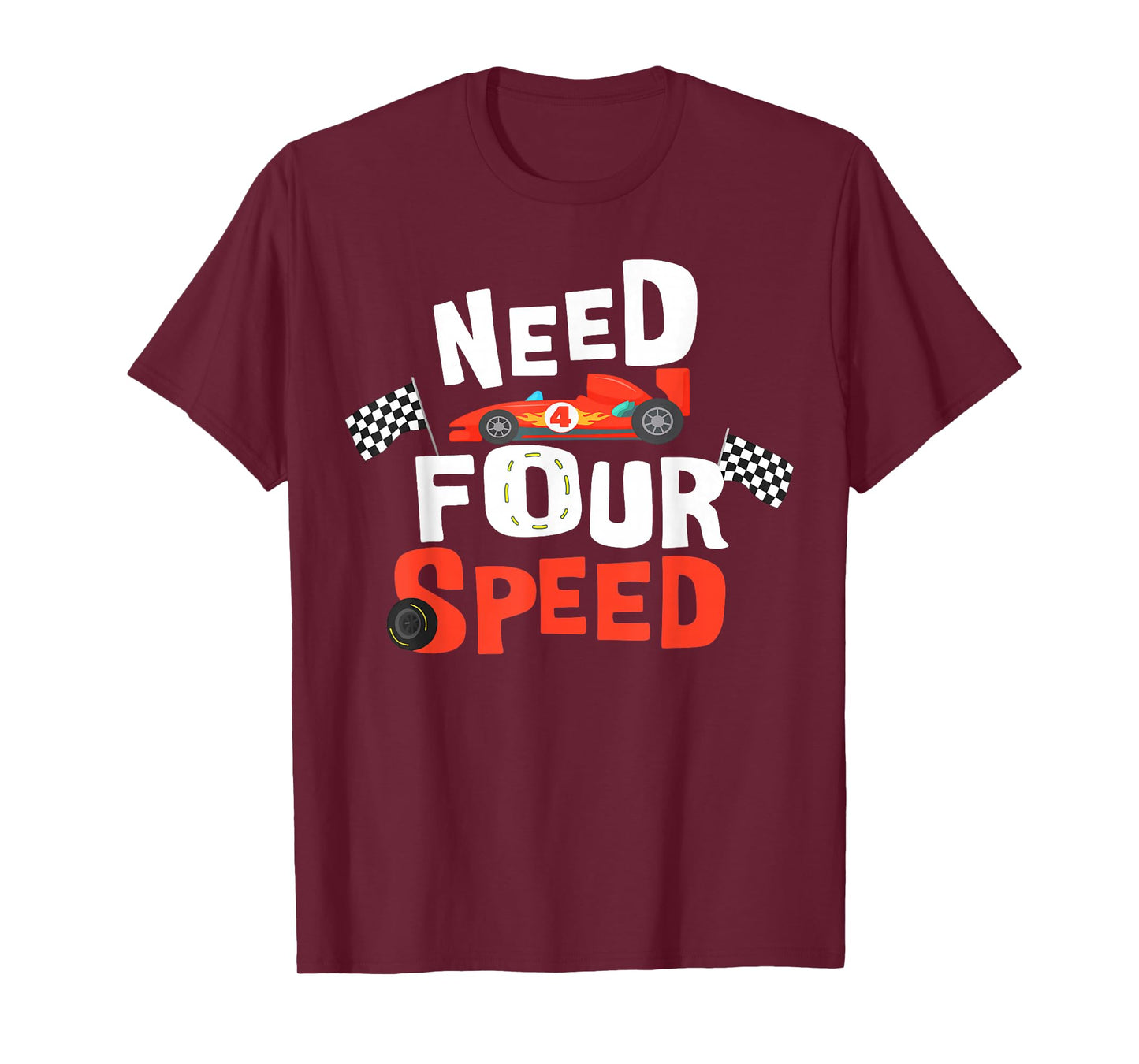 Race Car 4th Birthday Boy Need Four Speed 4 Years Old Bday T-Shirt