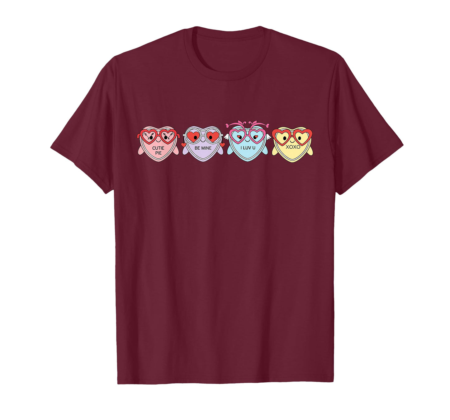 Hearts Candy Wearing Glasses Optometry Optician Valentines T-Shirt