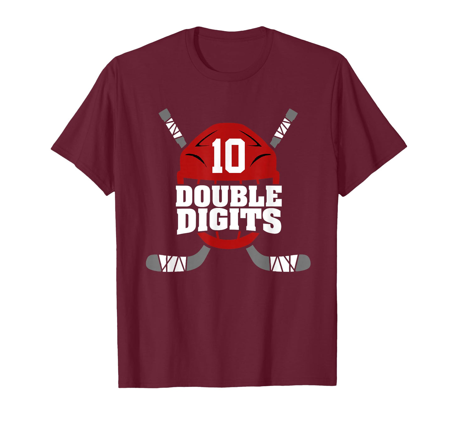 Double Digits 10 Year Old Boy Hockey 10th Birthday T-Shirt