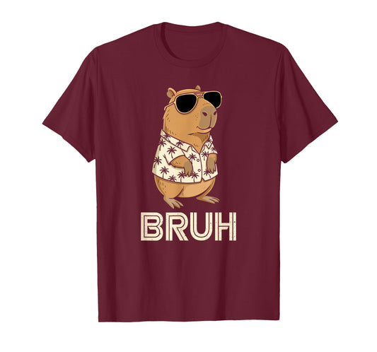 Sunglasses Capybara Bruh Funny Animal Meme Capy Rodent Boys T-Shirt