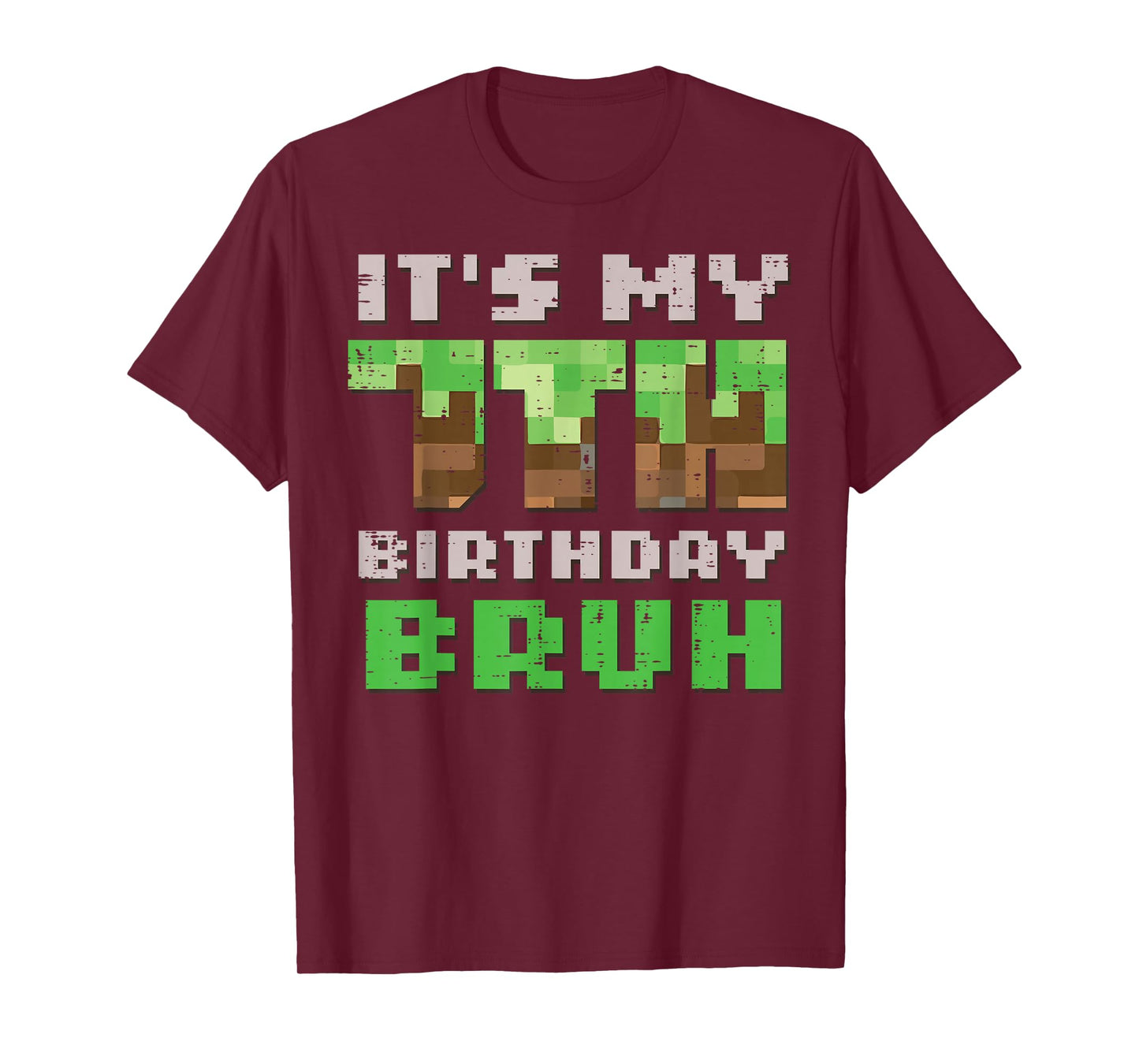 Its My 7th Birthday Bruh Pixel Gamer 7 Bday Gaming Boys Kids T-Shirt