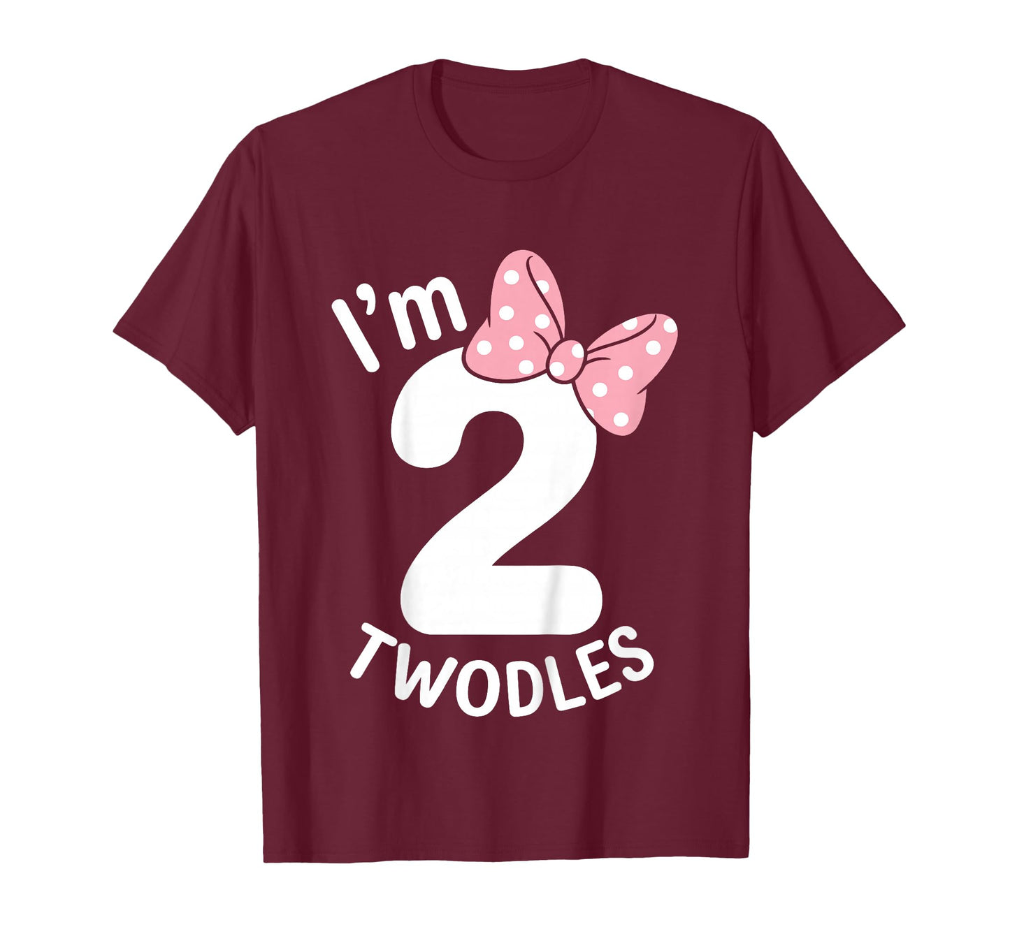 Kids I’m Twodles Pink Bow 2 Years Old 2nd Birthday Girl T-Shirt