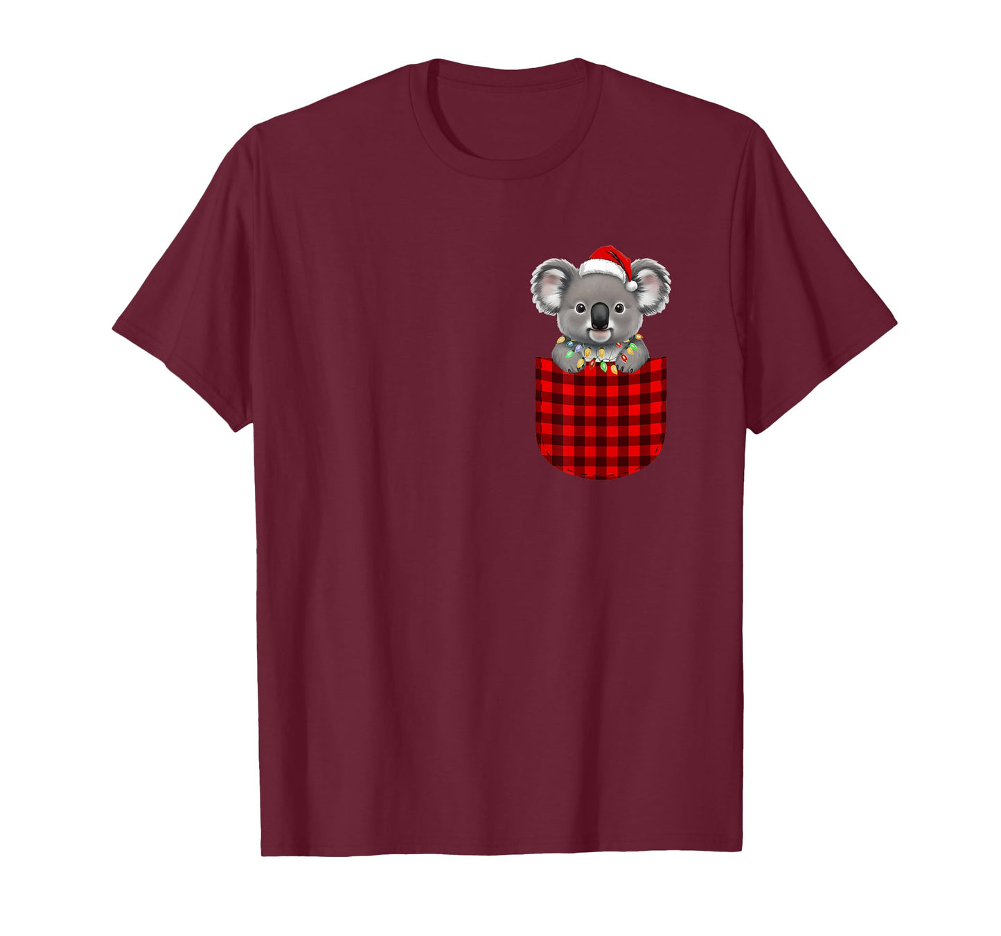 Koala Buffalo Red Plaid Pocket Christmas Funny Men Women T-Shirt