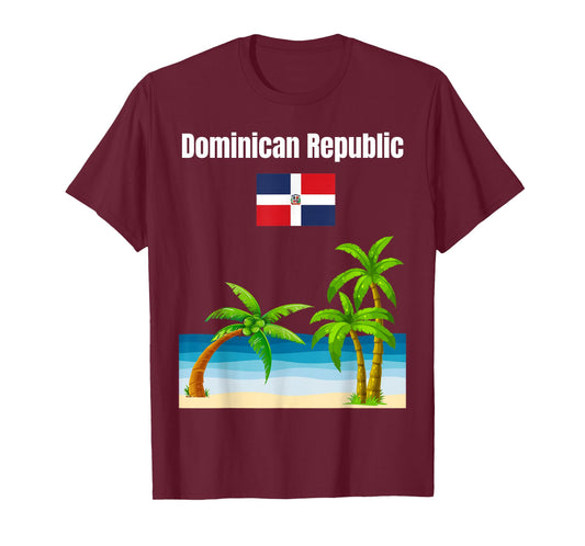 Dominican Republic Flag Beach Lover Travel Souvenir T-Shirt
