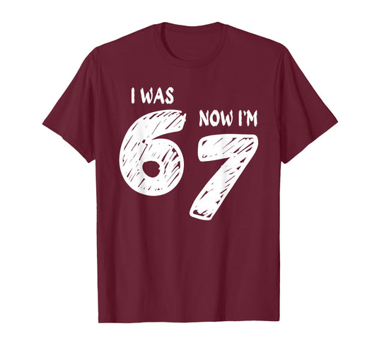 I was 6 Now I'm 7, Funny 67 Meme Viral Trend 7th Birthday T-Shirt