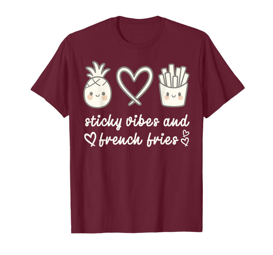 IVF Mom Pregnancy Transfer Day Sticky Vibes & French Fries T-Shirt