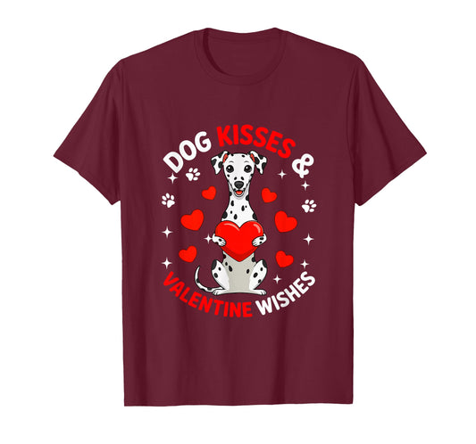 Dog Kisses and Valentine Wishes Cute Dalmatian Owner Kids T-Shirt