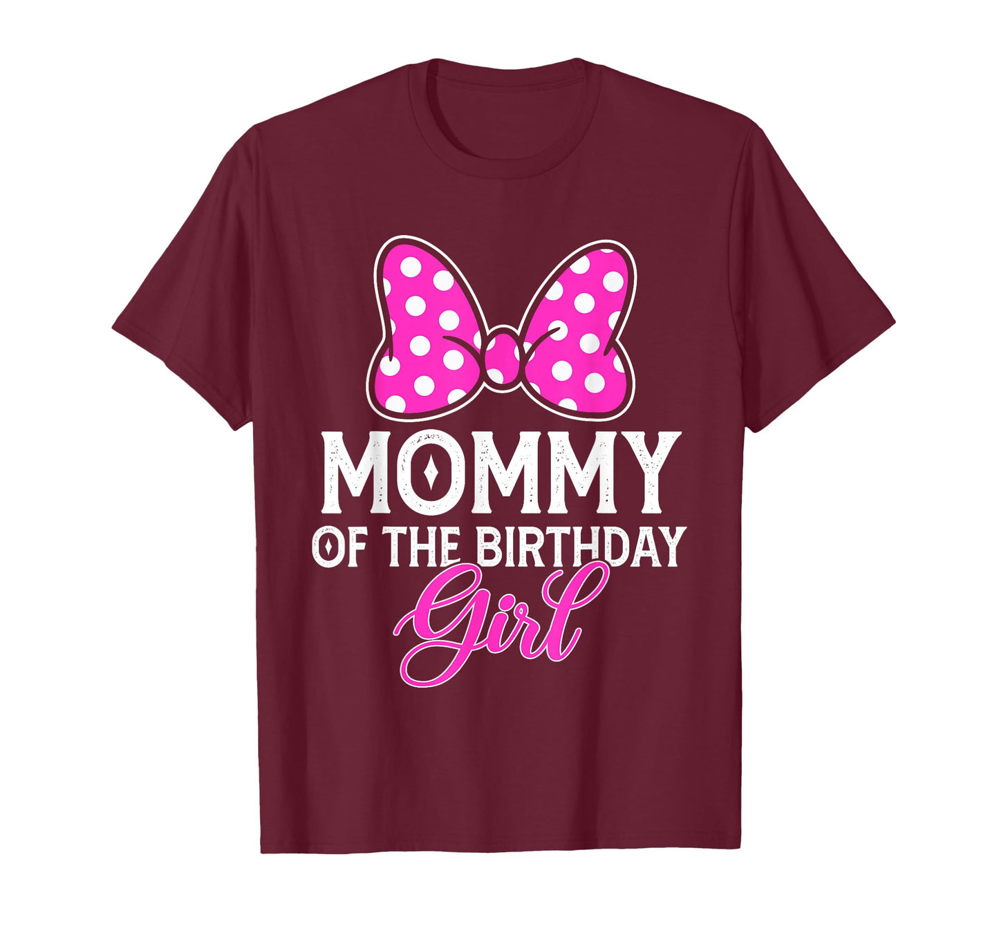 Mommy of The Birthday Girl Cute Pink Bow Family Matching T-Shirt