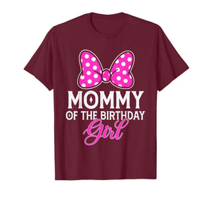 Mommy of The Birthday Girl Cute Pink Bow Family Matching T-Shirt