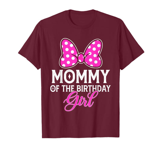 Mommy of The Birthday Girl Cute Pink Bow Family Matching T-Shirt