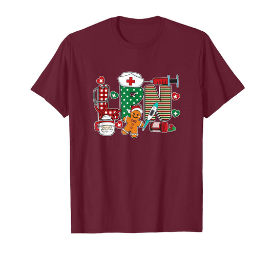 Stethoscope LPN Practical Nurse Santa Scrub Christmas LPN T-Shirt