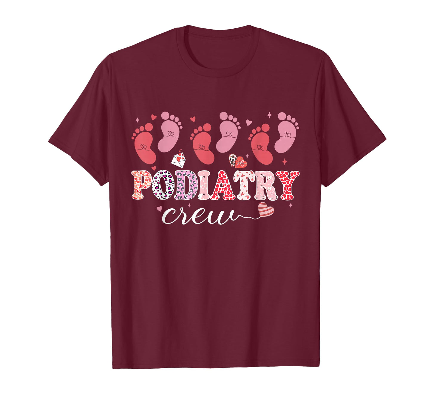 Podiatry Crew Footprint Podiatrist Foot Dr Nurse Valentines T-Shirt