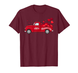 Classic Red Truck Happy Valentine's Day Farmhouse Hearts T-Shirt