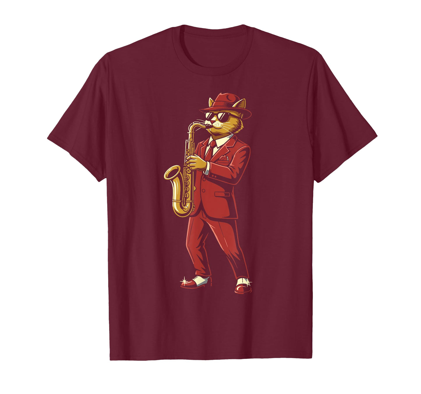 Cool Jazz Cat Saxophonist Cat Jazz Lover Funny Cat Musician T-Shirt