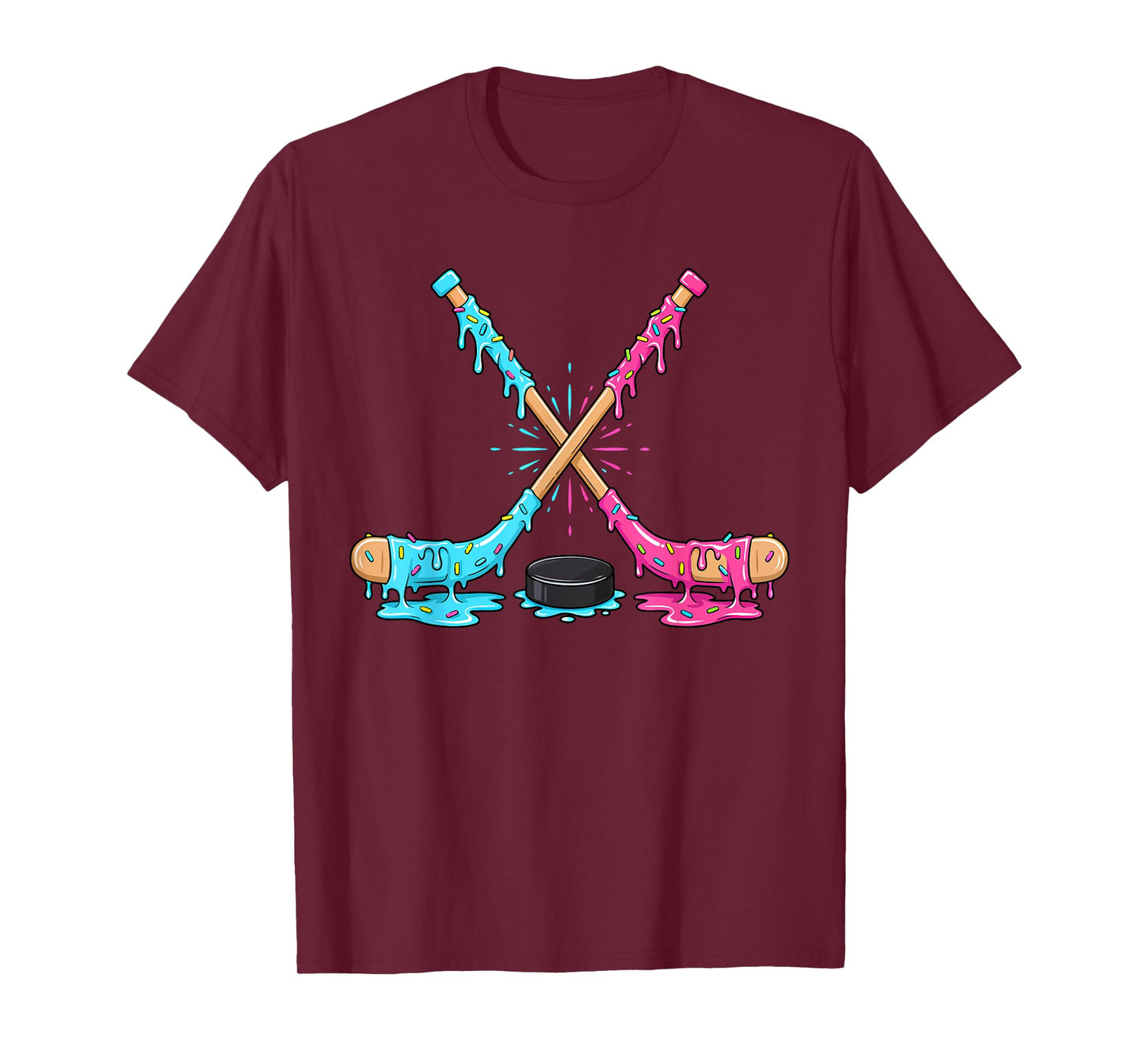 Ice Hockey Ice Cream Drip Sport Players Gaming Sprinkle T-Shirt