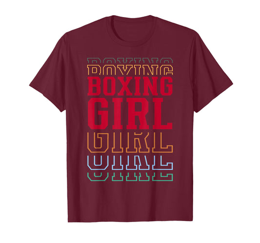 Boxing Girl Funny Layered Text Daughter Youth Boxer T-Shirt