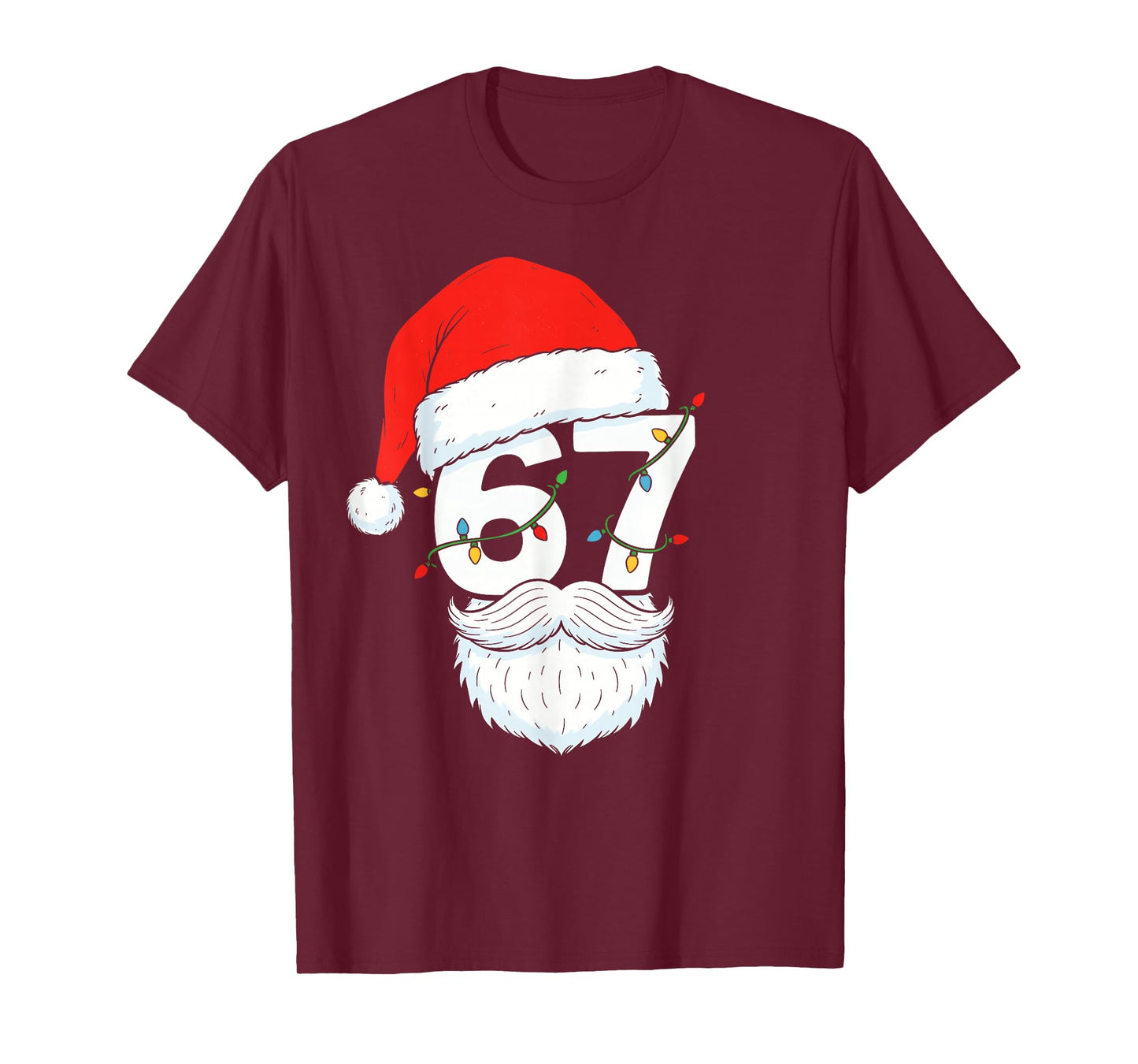 Trending Six Seven Meme Christmas 67 Santa Face Men Boys T-Shirt