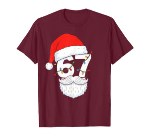Trending Six Seven Meme Christmas 67 Santa Face Men Boys T-Shirt
