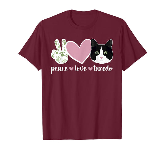 Peace Love Tuxedo Cat Owner Tuxedo Cat Lover T-Shirt