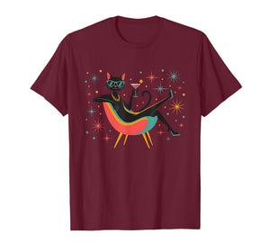 Midcentury Mid Century Cat Retro Atomic Age 50s 60s Cats Art T-Shirt