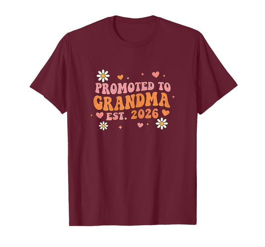 Retro Promoted to Grandma 2026 First Time Nana Best Grandma T-Shirt