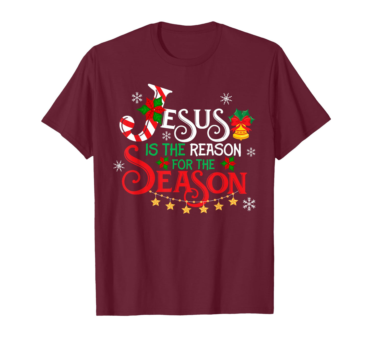 Jesus is The Reason for The Season Religious Christmas Light T-Shirt