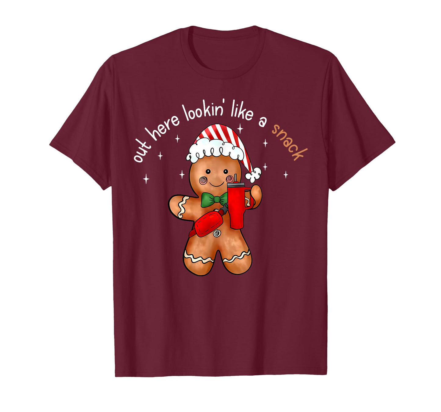 Out Here Looking Like A Snack Funny Xmas Light Gingerbread T-Shirt