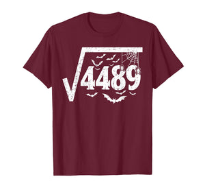 Square Root 4489 Funny Halloween Meme 67 Math Teacher T-Shirt