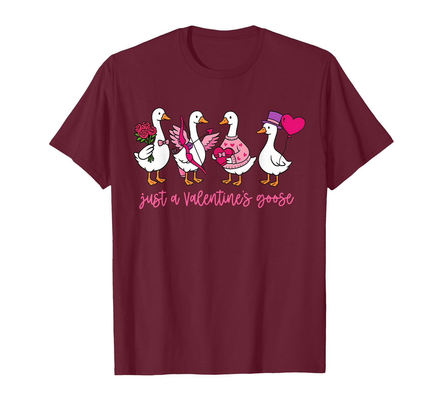 Just A Valentines Goose Cute Silly Geese Valentines Women T-Shirt