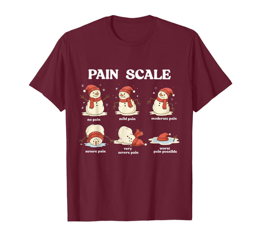 Pain Scale Snowman Nurse Christmas Xmas Snow Pajamas Holiday T-Shirt