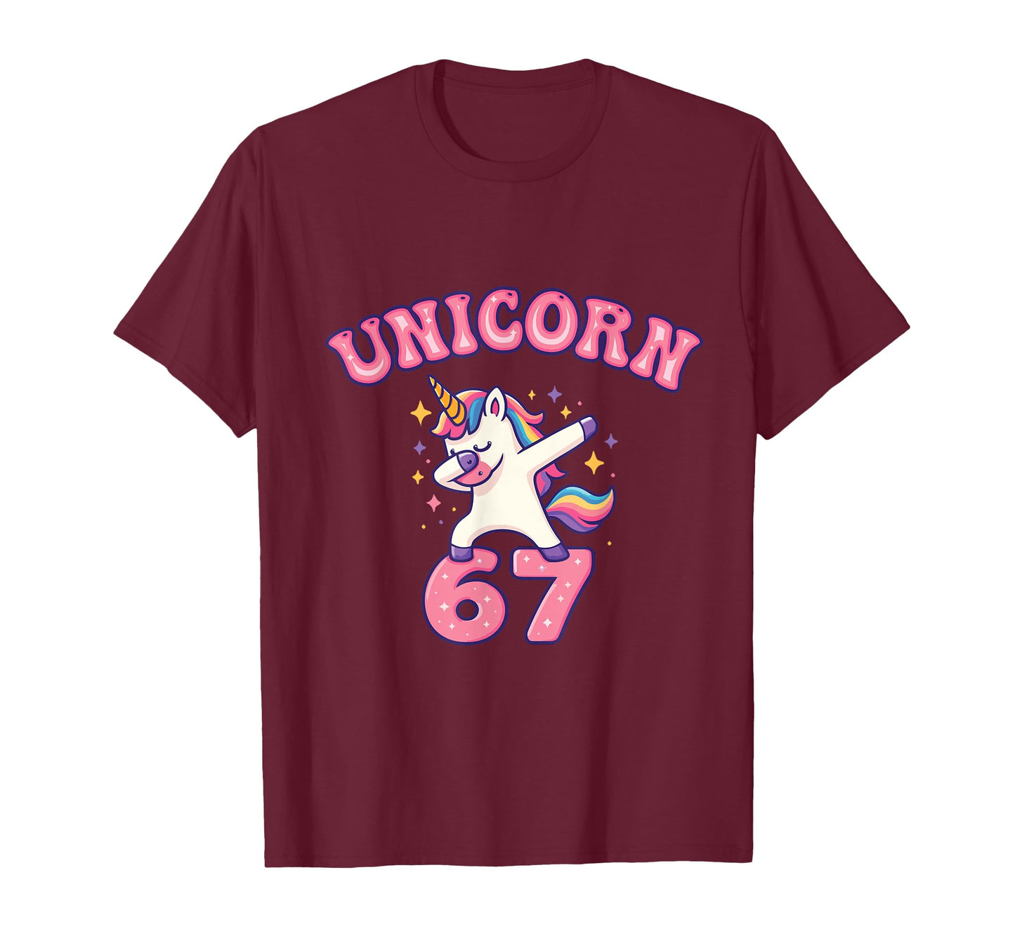 Unicorn 67 Six Seven Meme Cute Pink Unicorn 6-7 Trend T-Shir T-Shirt