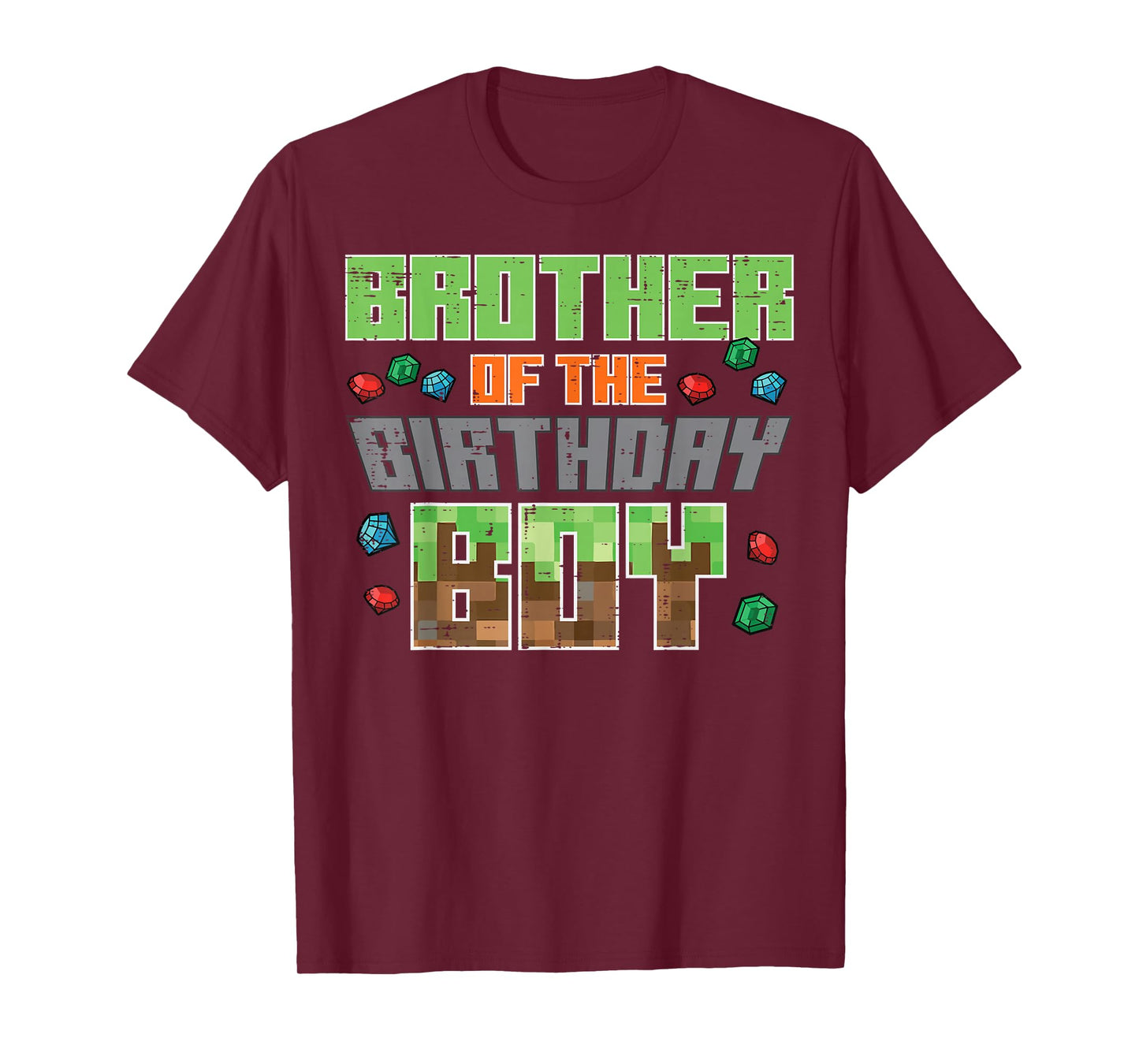 Brother of Birthday Boy Pixel Gamer Bday Party Boys Kids T-Shirt