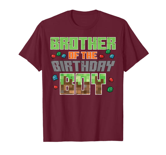 Brother of Birthday Boy Pixel Gamer Bday Party Boys Kids T-Shirt
