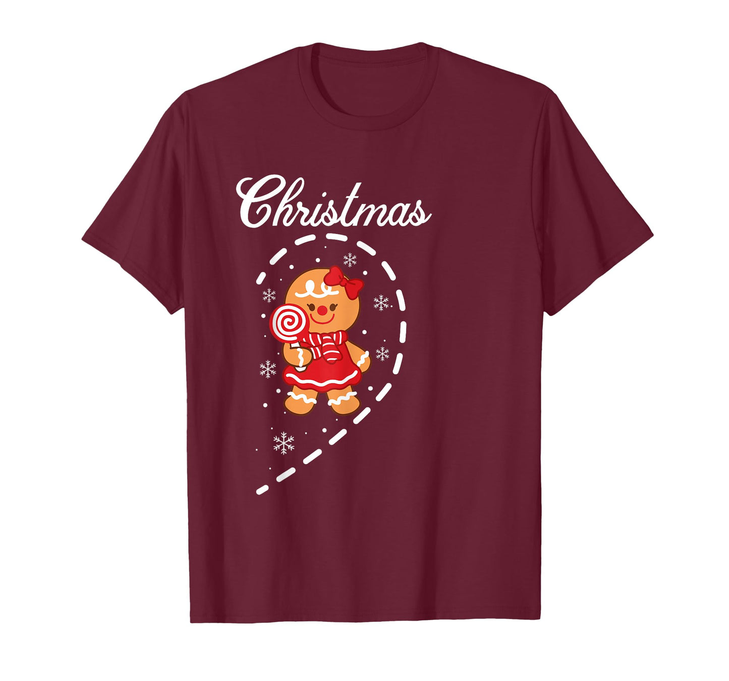 Cute Gingerbread Bow Heart Merry Christmas Matching Couples T-Shirt